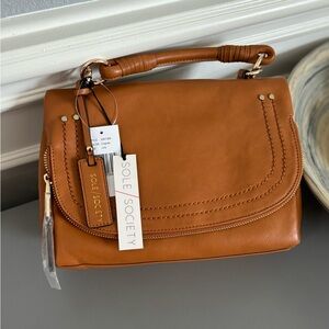 Sole Society Tan Mini Bag with Gold Accents